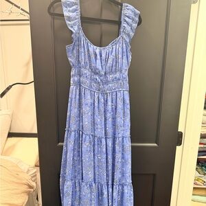 Blue Floral Sleeveless Dress
